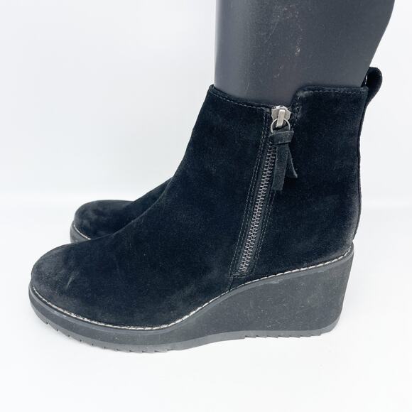 Sofft Women's Emeline Waterproof Suede Wedge Side Zip Bootie Black Size 7 M - Picture 5 of 13